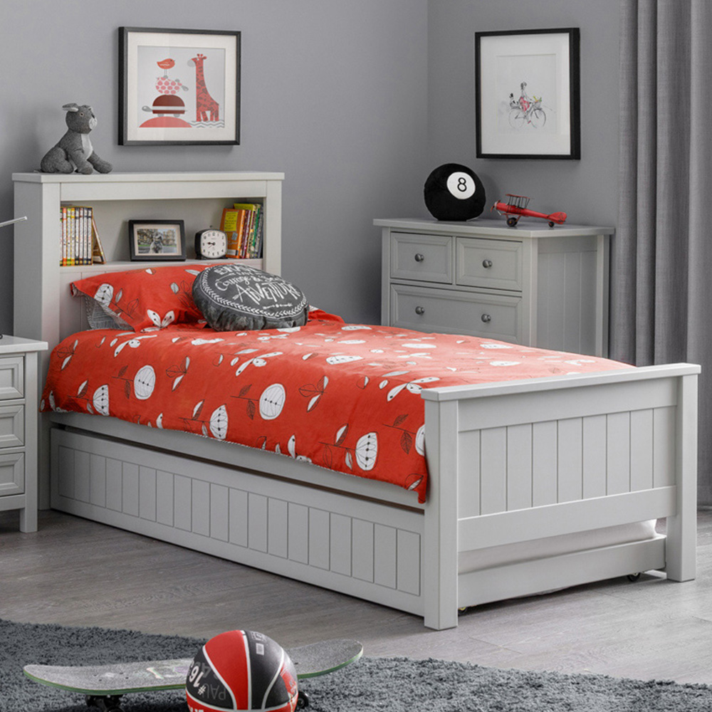 Julian Bowen Maine Dove Grey Bookcase Bed with Underbed Image 1