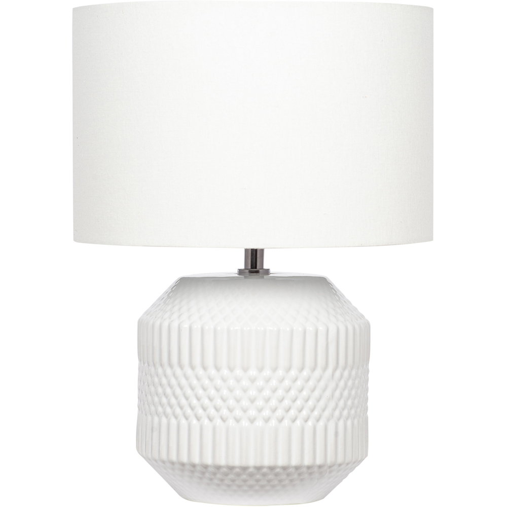 Pacific Lifestyle Meribel White Geo Textured Ceramic Table Lamp Image 1