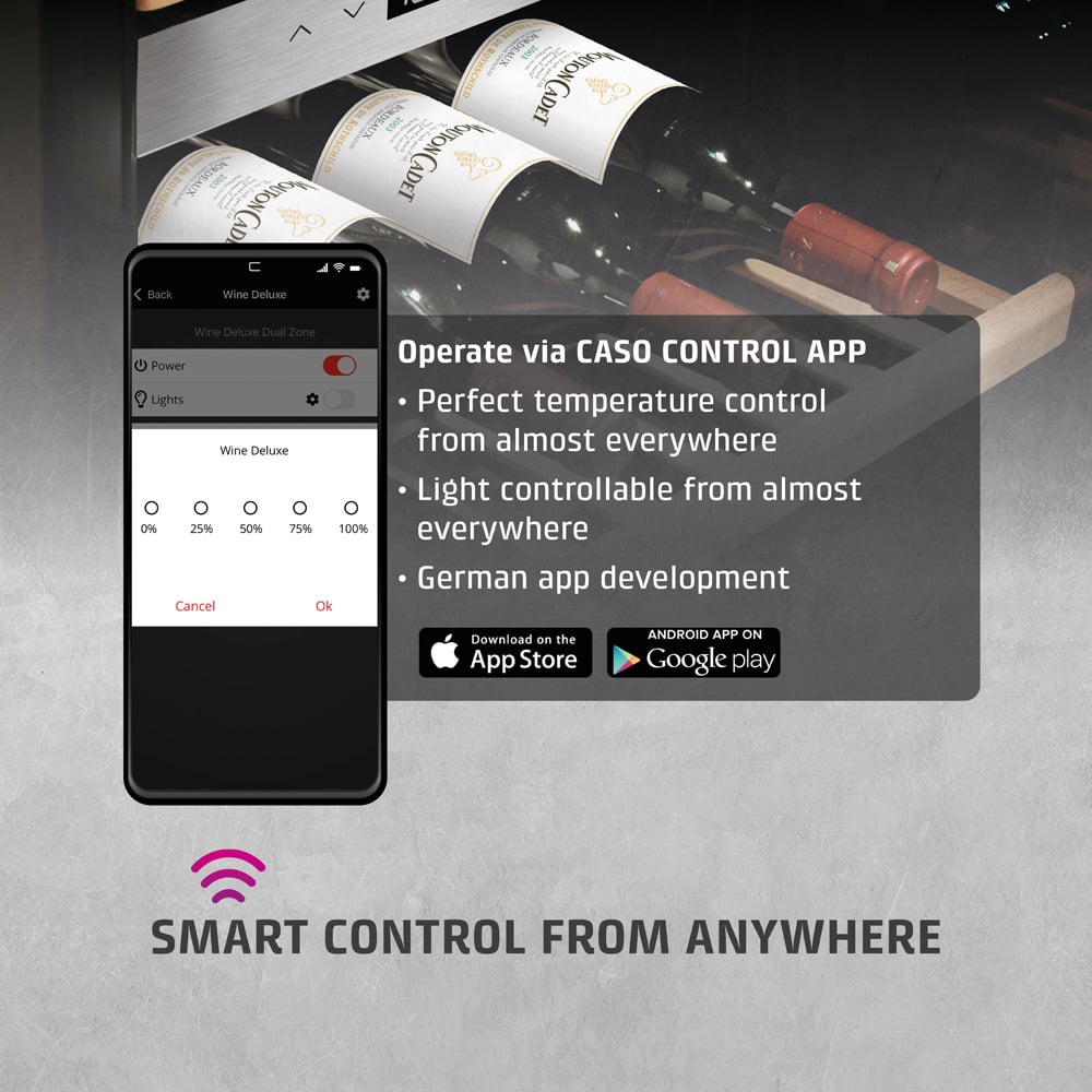 CASO Design WineExclusive 726 Black 66 Bottle Smart Wine Cooler Fridge Image 8