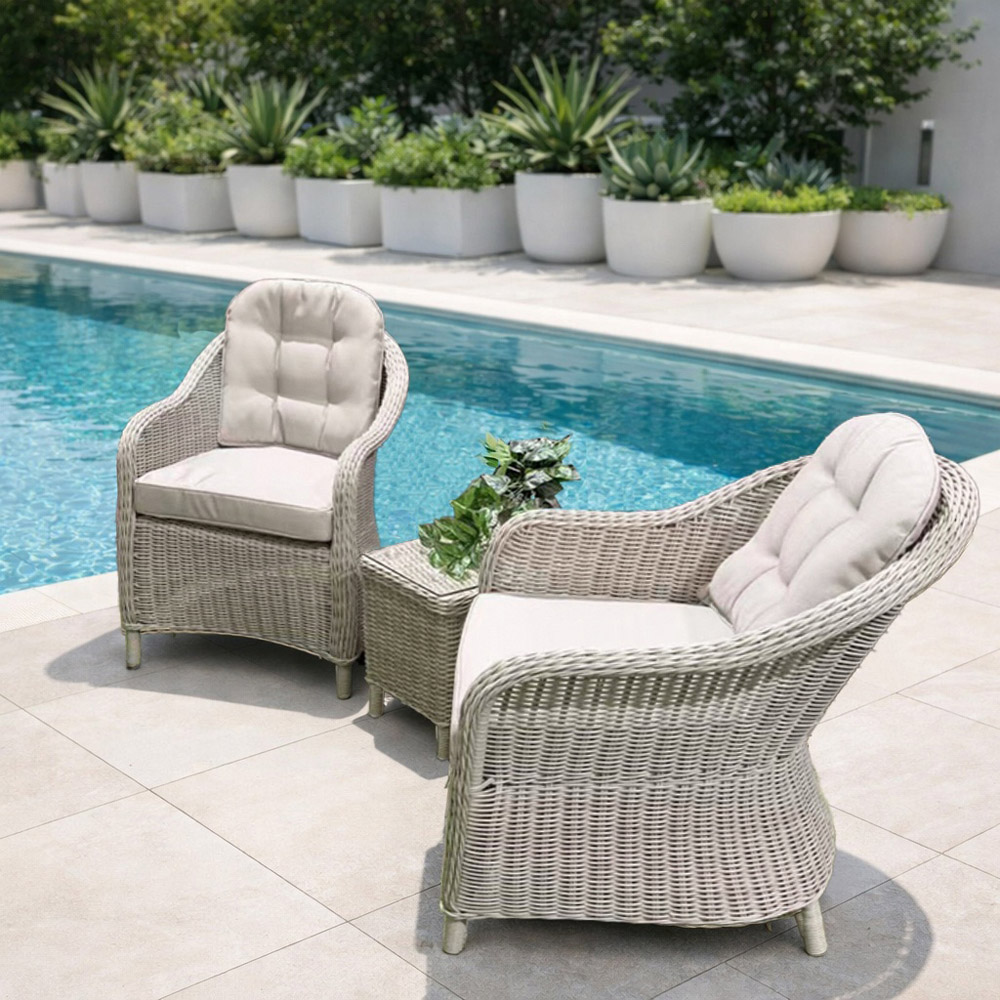 Direct Wicker 2 Seater Grey Rattan Garden Bistro Set Image 3
