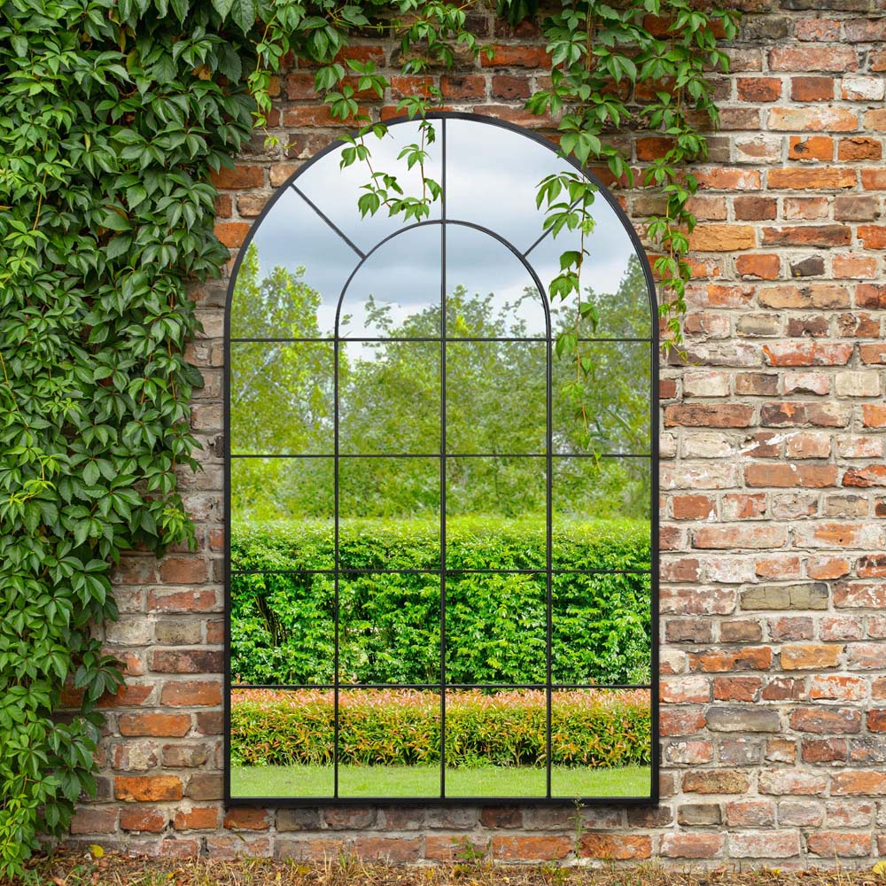 MirrorOutlet The Arcus Black Framed Arched Wall Garden Mirror 190 x 120cm Image 2