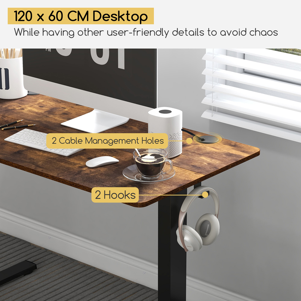 Costway Height Adjustable Standing Desk Brown Image 8