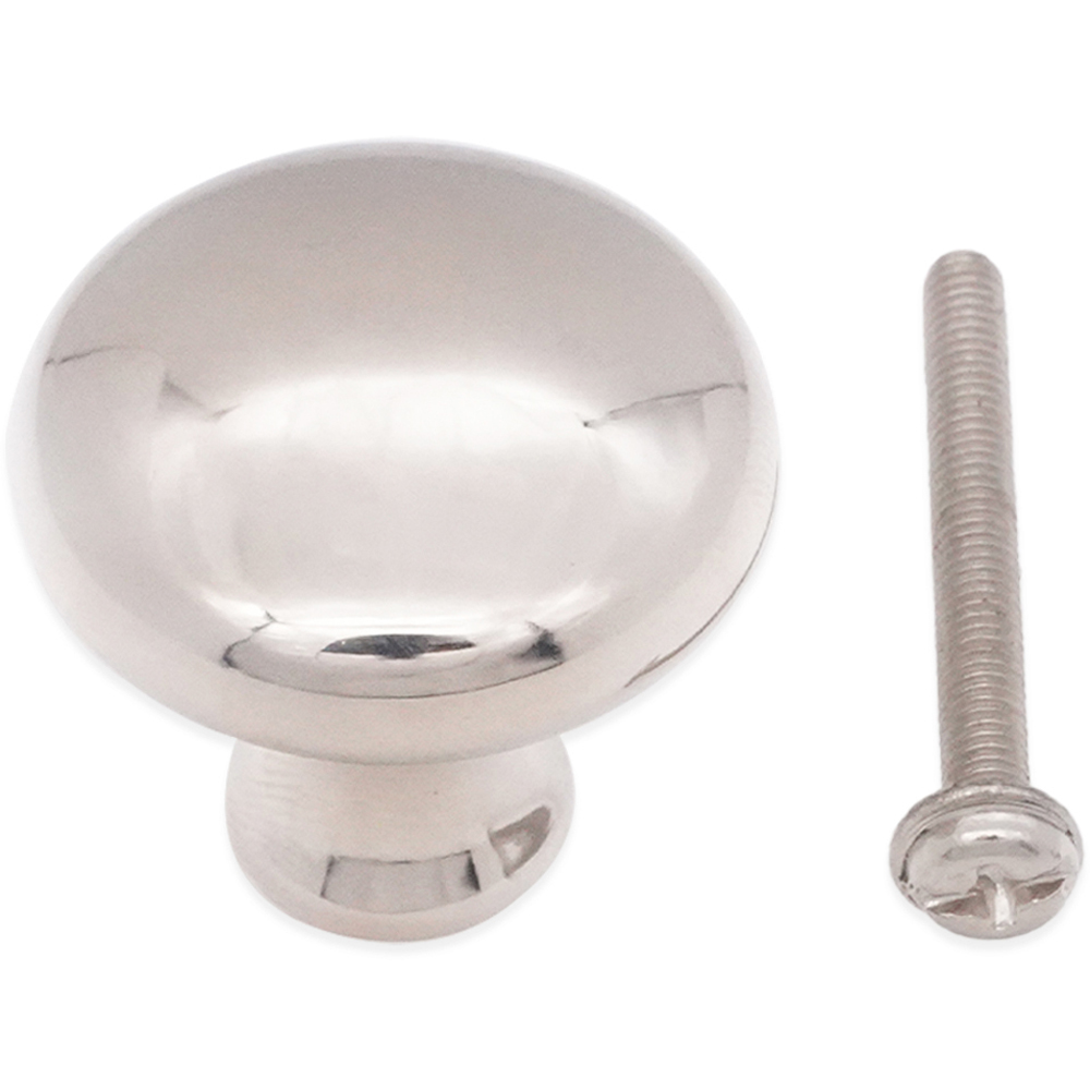 Spira Brass Mushroom Polished Nickel Medium 32mm Cupboard Knob Image 4