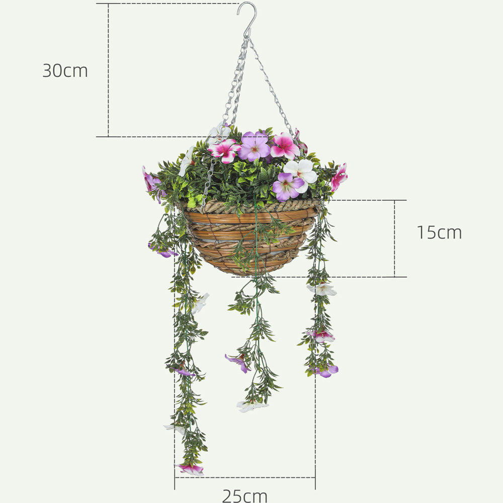 Portland Azalea Flower Artificial Plants in Hanging Basket 2 Pack Image 9