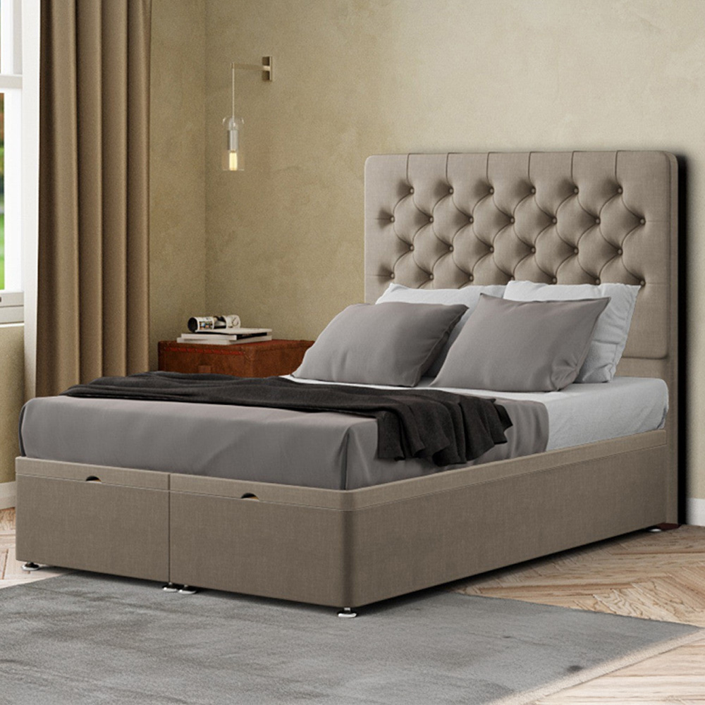 Eleganza Winchester King Mink Malham Weave Ottoman Bed with Floor Standing Headboard Image 1