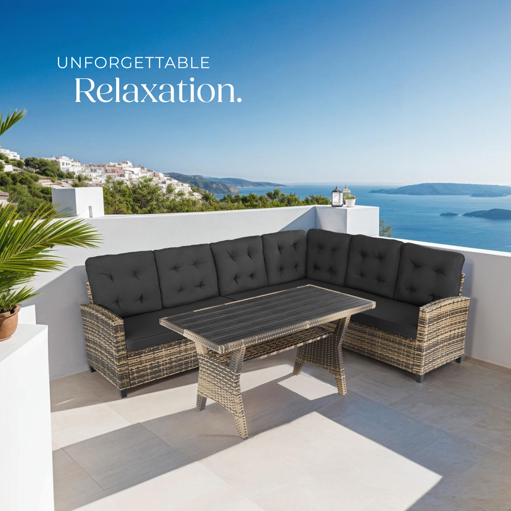 tectake Catania 6 Seater Nature Outdoor Corner Sofa Set Image 8