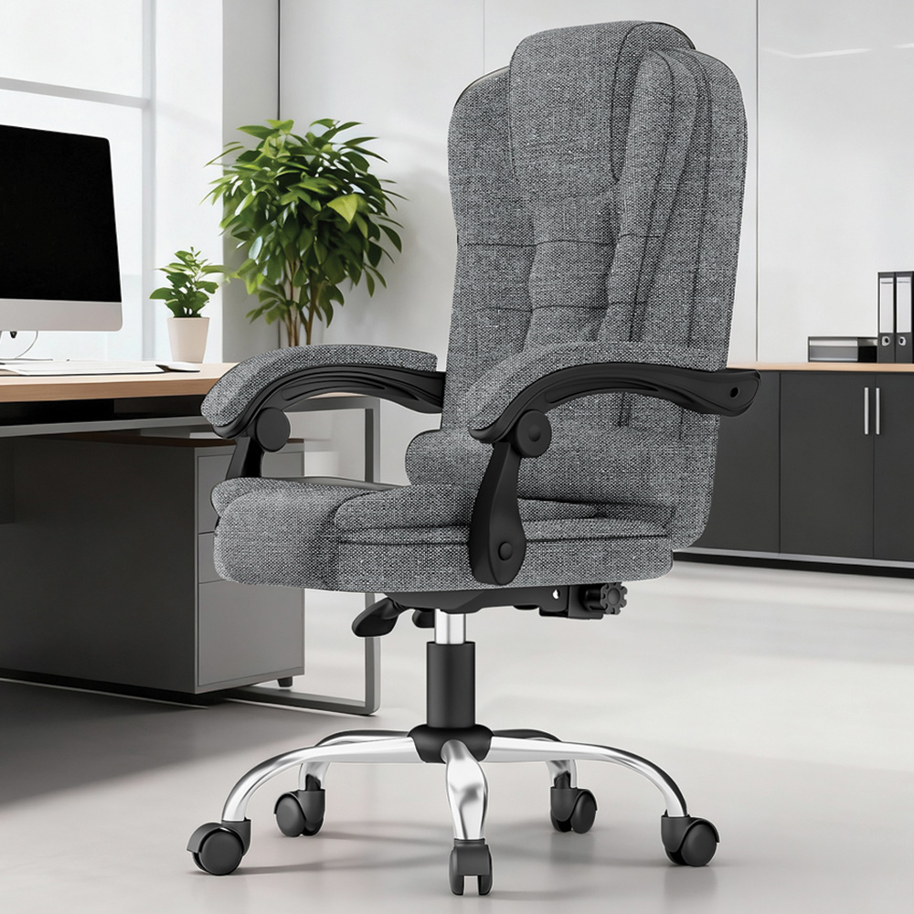 Rattrix Light Grey Height Adjustable Swivel Office Chair with Large Padded Seat Image 1