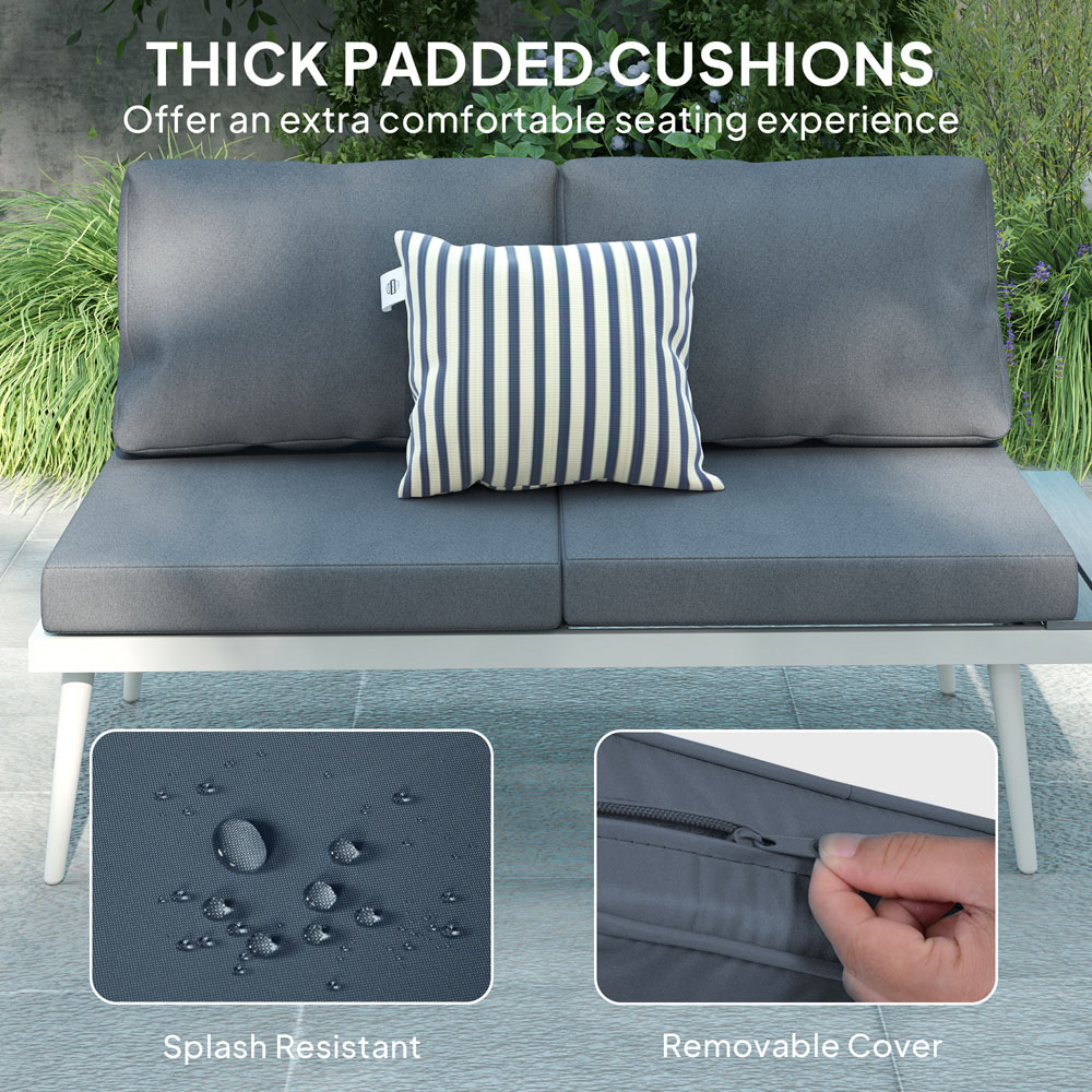 Outsunny 4 Seater Grey Garden Sofa Set with Adjustable Lounger Image 5