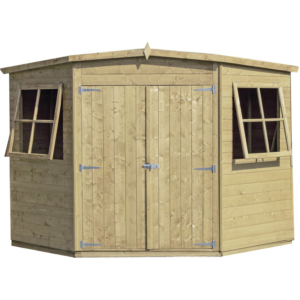 Shire 8 x 8ft Double Door Pressure Treated Corner Shed Image 1