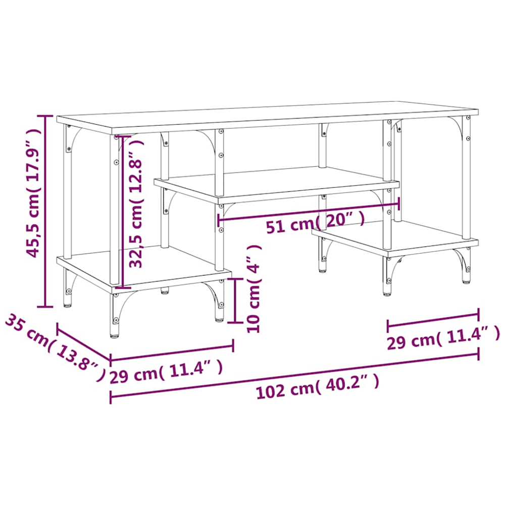 vidaXL 3 Shelf Grey Sonoma TV Cabinet Image 9