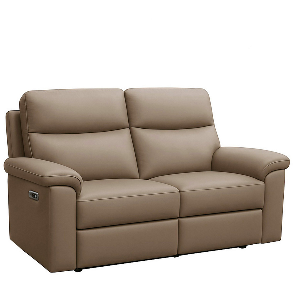 Aspire Marlowe 2 Seater Mushroom Leather Power Recliner Sofa with USB Charging Image 2