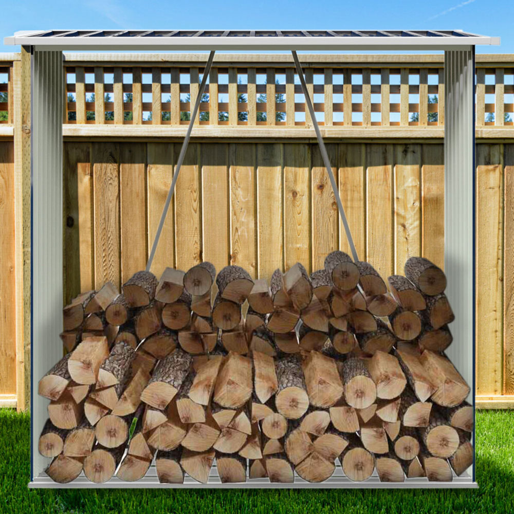 Living and Home 5.1 x 4.6ft Black Metal Garden Log Storage Shed Image 8