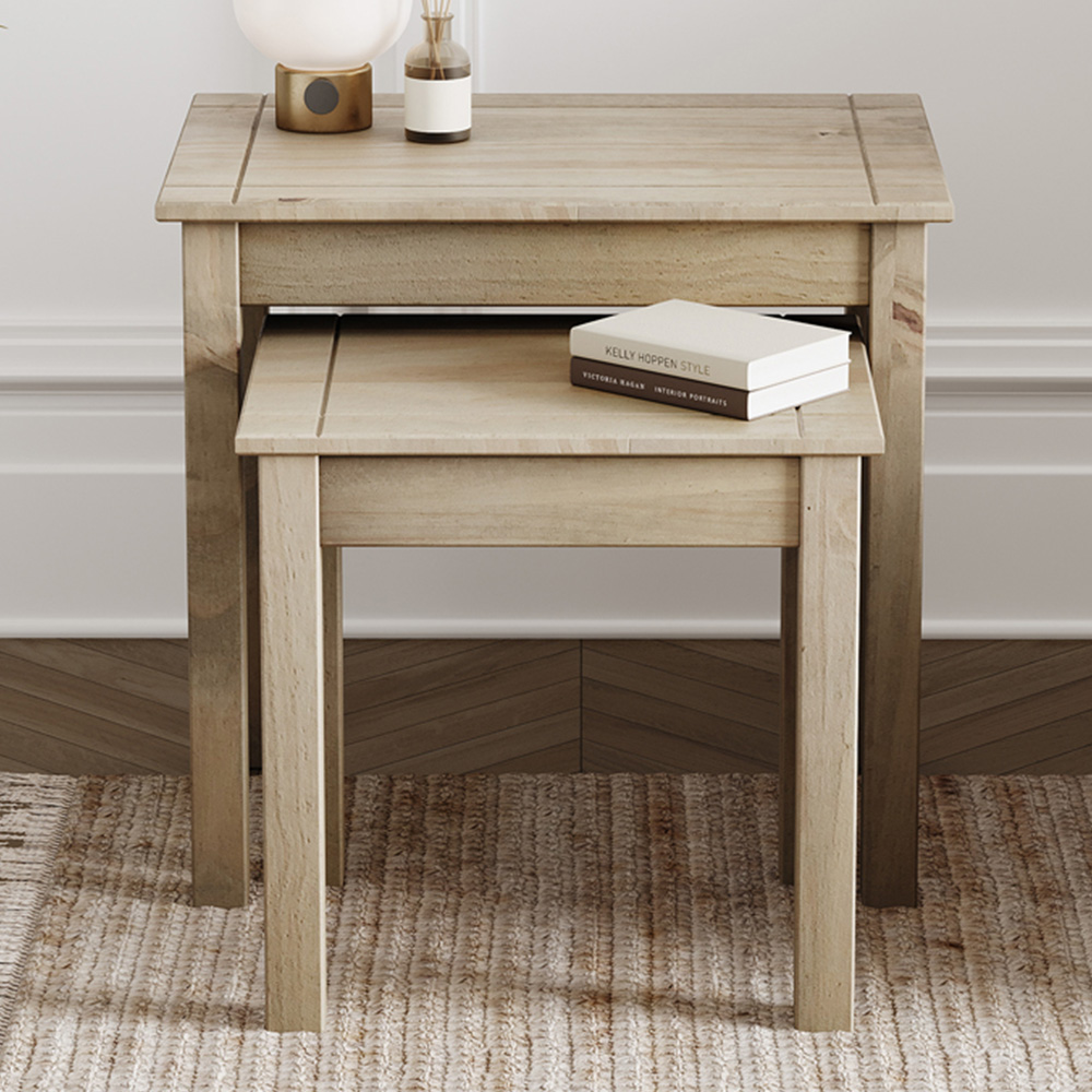 Vida Designs Panama Pine Nest of Tables Set of 2 Image 1