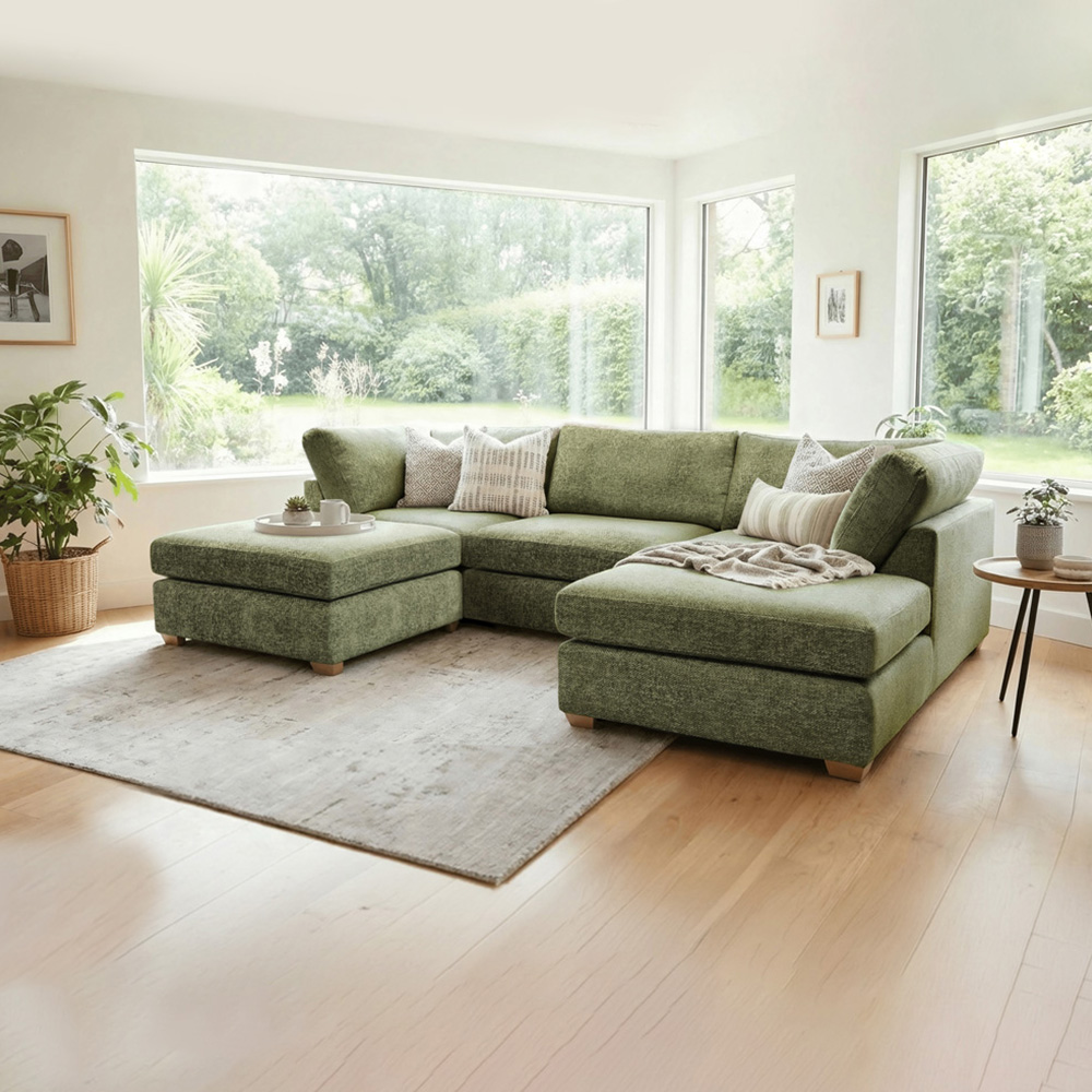 Carina Enzo 5 Seater Olive U-Shape Sofa Image 6