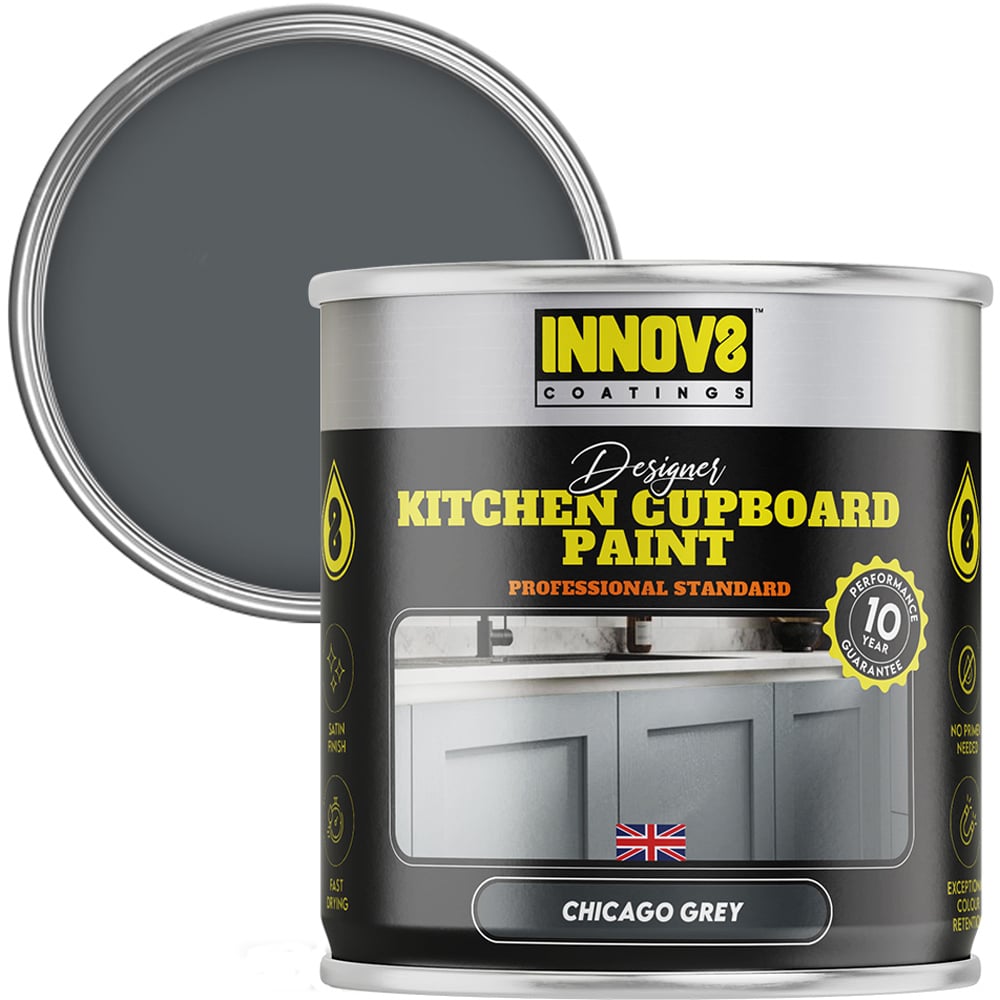 Innov8 Coatings Chicago Grey Kitchen Cupboard Paint 750ml Image 1