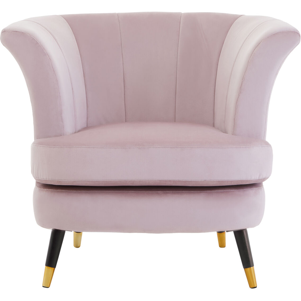Premier Housewares Loretta Dusky Pink Velvet Curved Accent Chair Image 3