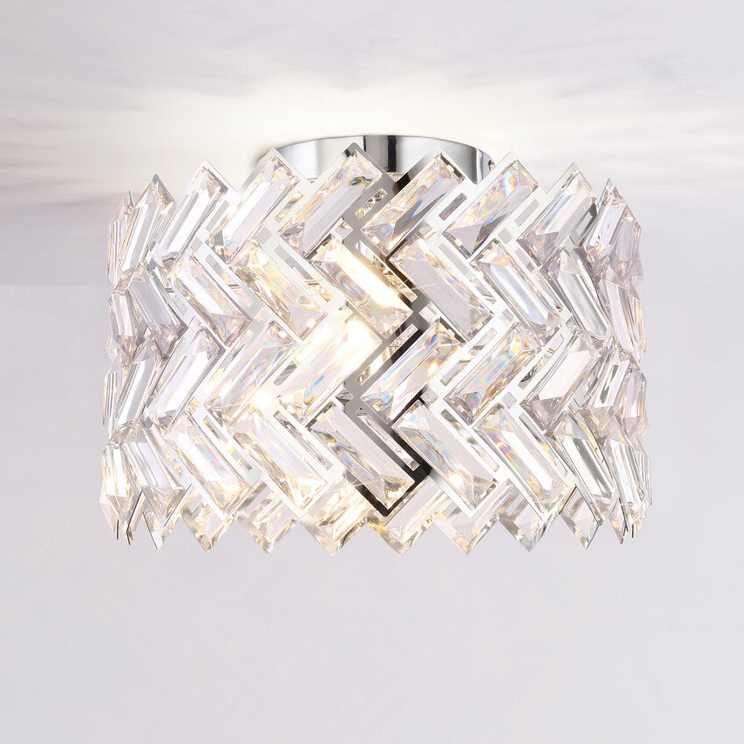 Eleanor Flush Ceiling Fitting Silver Image 4