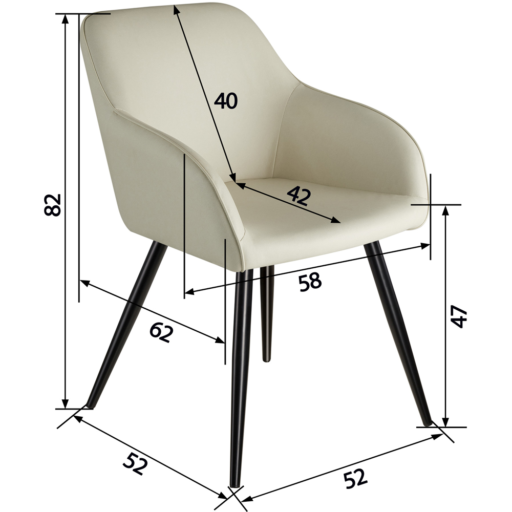 tectake Marilyn Set of 6 Cream Chair with Black Steel Legs Image 9