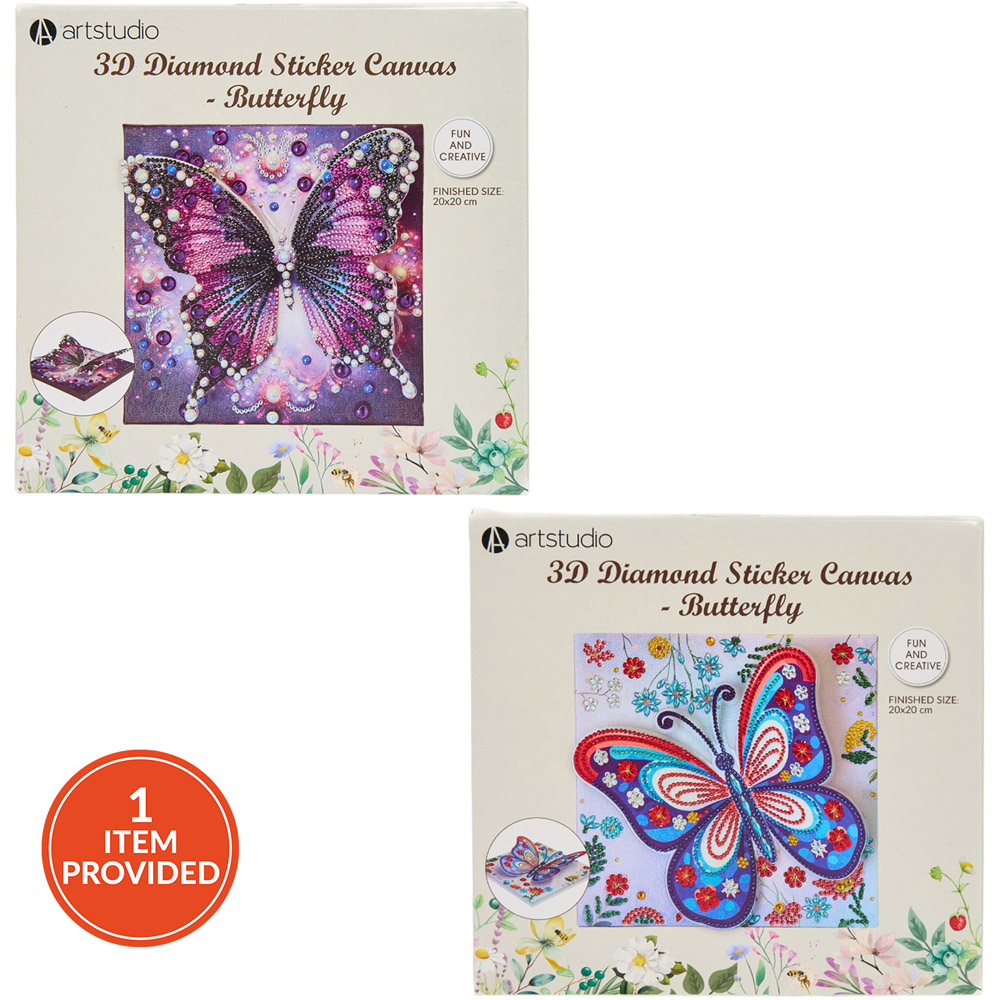 Butterfly 3D Diamond Sticker Canvas Kit Image 1
