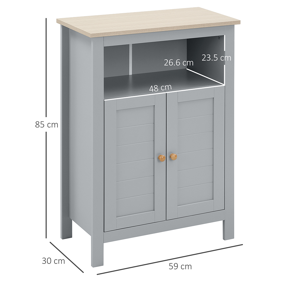 Kleankin Grey and Brown 2 Door Floor Cabinet Image 3