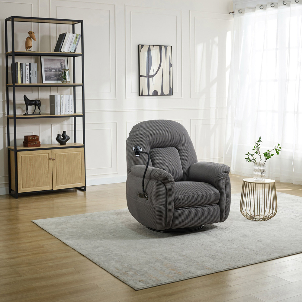 Milar Grey Reclining Chair with Phone Holder Image 6