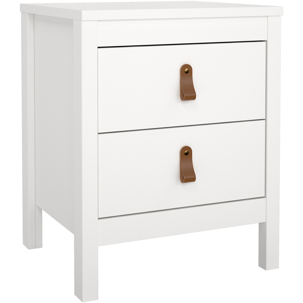 Florence Barcelona 2 Drawer White Bedside Table Image 2