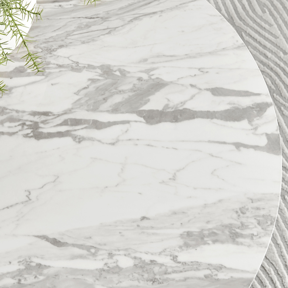 Furniturebox Arona 4 Seater Round Dining Table White Marble and Black Image 2