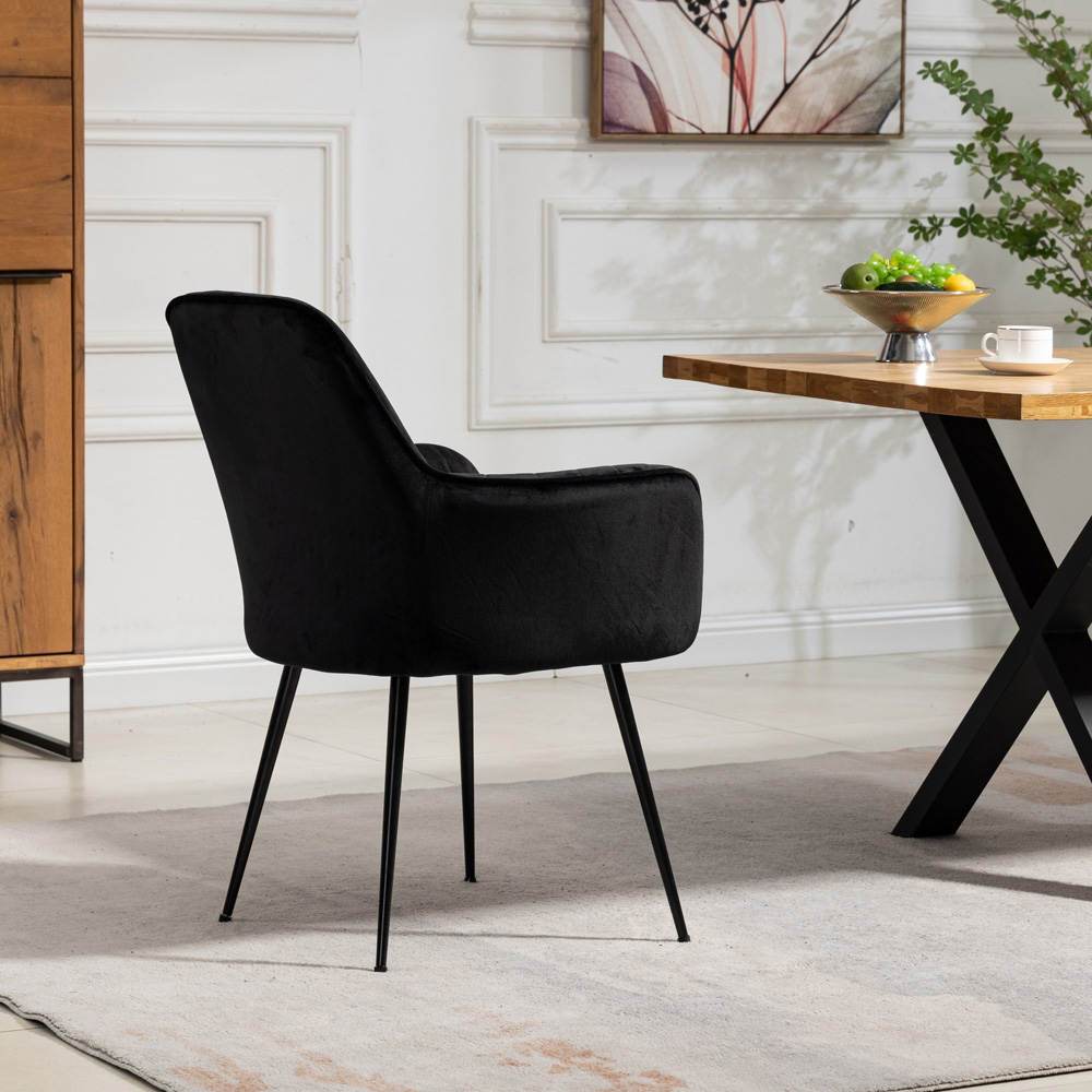 Artemis Home Carrara Set of 2 Black Velvet Dining Chair Image 5