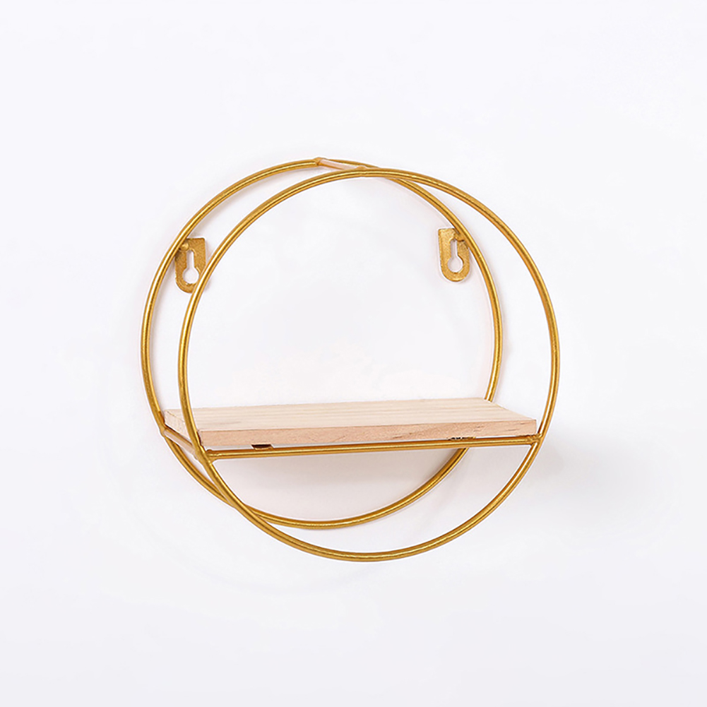 Living and Home Minimalistic Gold Nordic Iron Wall Shelf Image 4