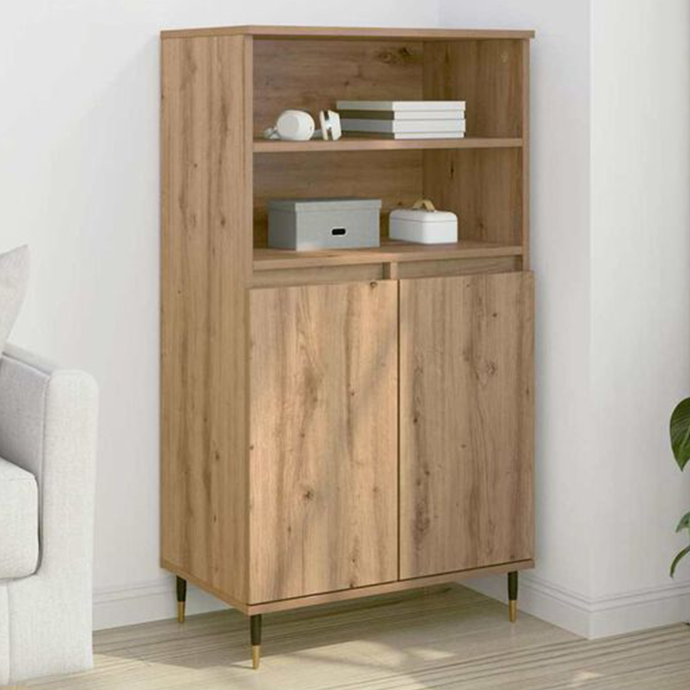 vidaXL 2 Door 2 Shelf Artisan Oak Highboard Image 1