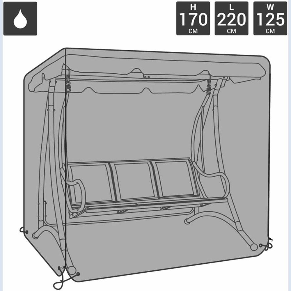 Charles Bentley Black 3 Seater Garden Swing Seat Cover Image 3