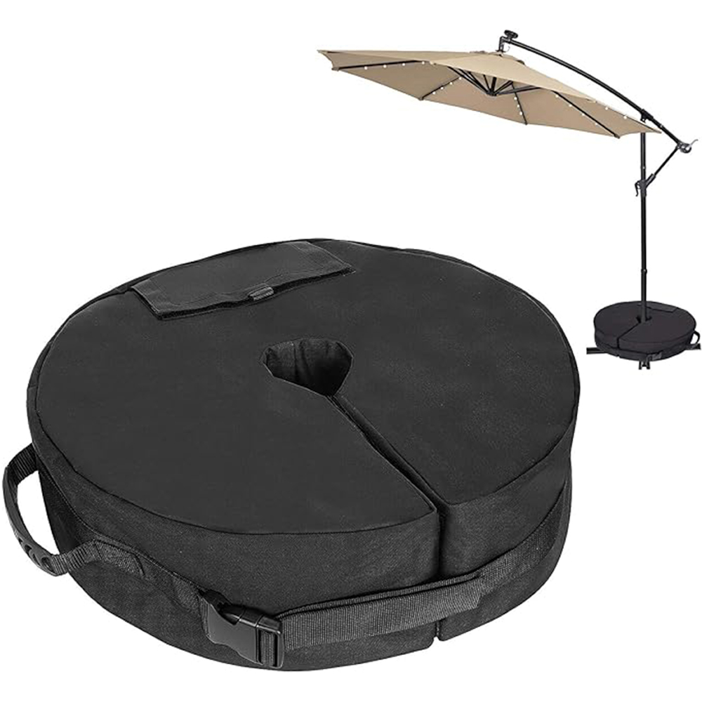 Samuel Alexander Black Round Garden Parasol Base Refillable Weight Bag 40kg Image 2