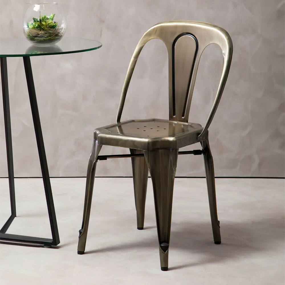 Premier Housewares Grange Brass Finish Metal Chair Image 3