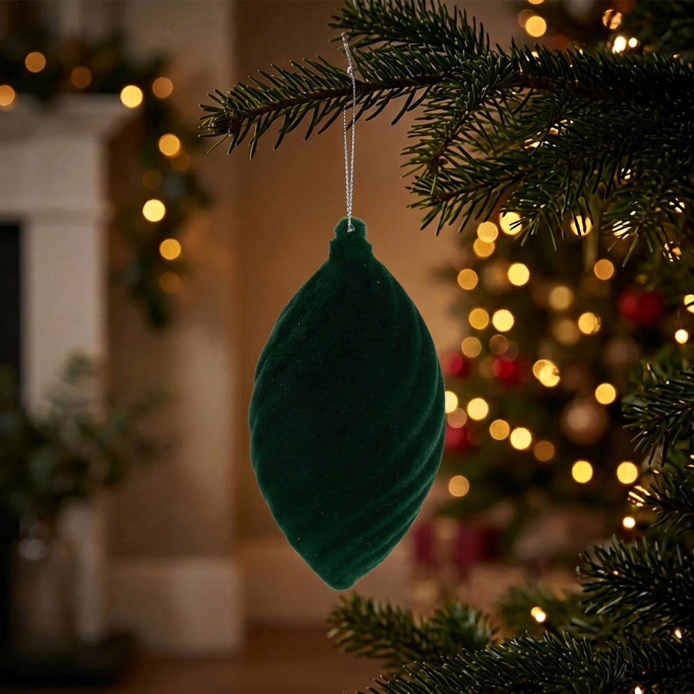 Pack of 2 Twisted Flocked Baubles Image 2