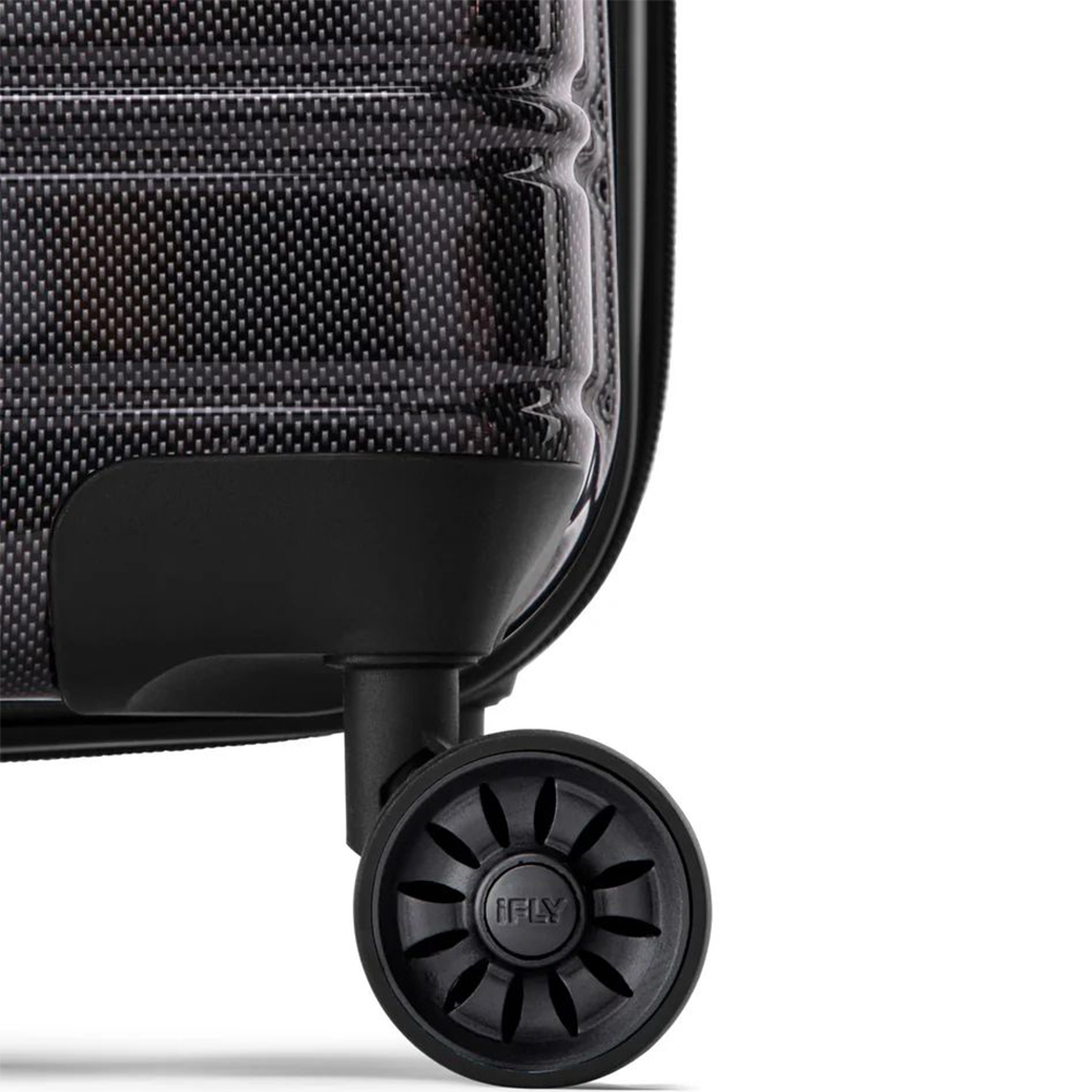 iFLY Medium Jet Black Fibertech Hard Shell Spinner Travel Suitcase Image 3