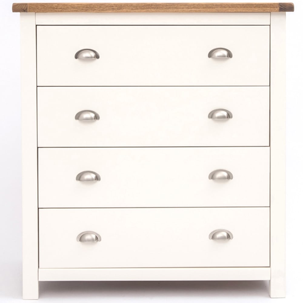 Lovere 4 Drawer Off White Chest of Drawers with Chrome Cup Handles Image 2