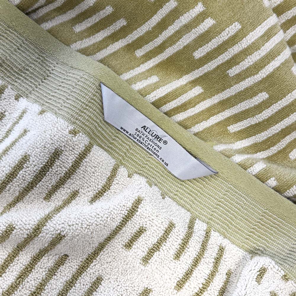 Allure Bath Fashions Pop Up Zero Twist Barcode Stripe Sage Green Bath Towel 2 Pack Image 4