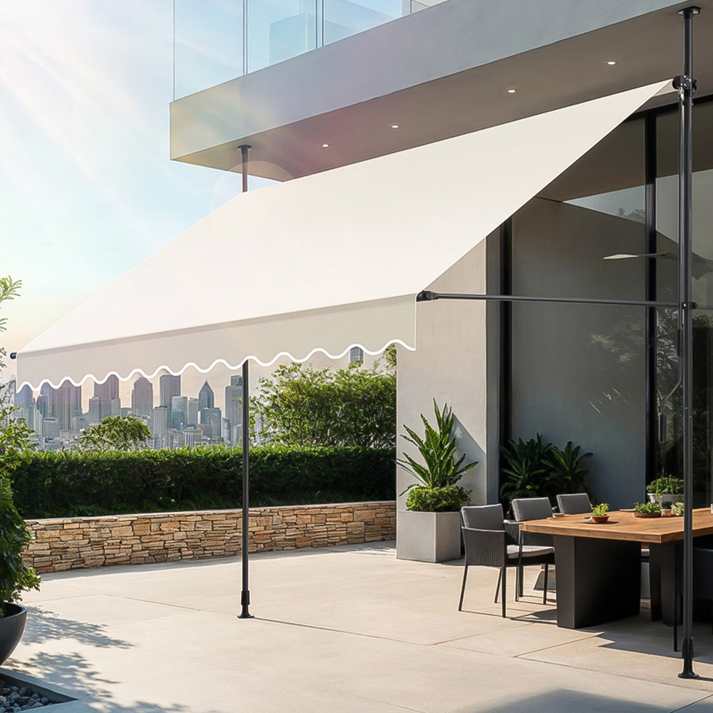 tectake Beige Retractable Awning 3 x 1.8m Image 1