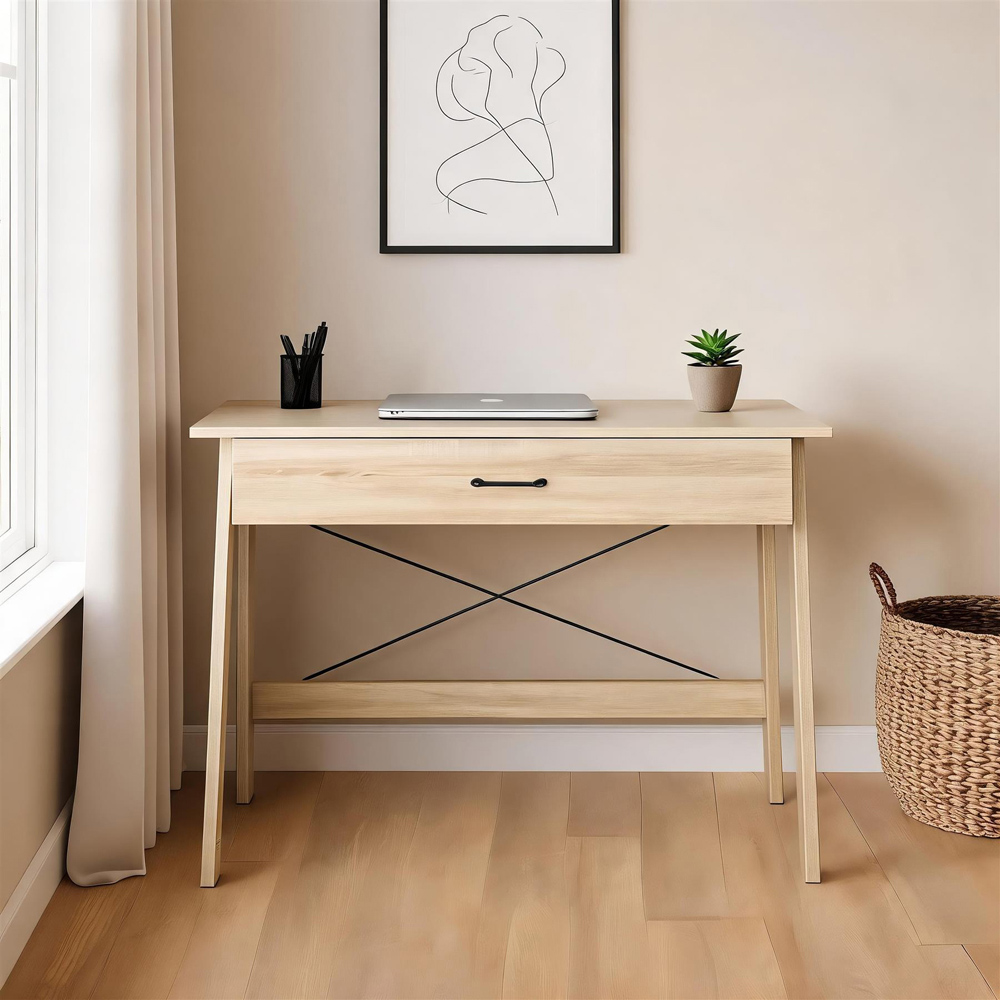 Home Source Winston Single Drawer Oak Effect Desk Image 5