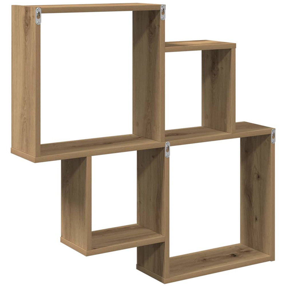 vidaXL 4 Shelf Artisan Oak Floating Wall Shelf Image 5