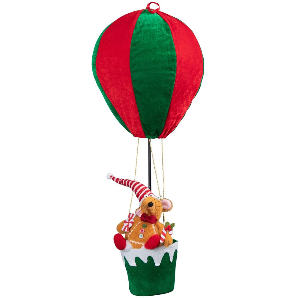 Samuel Alexander Red and Green Razza Rat Hot Air Balloon Hanging Christmas Decoration 100cm Image 1