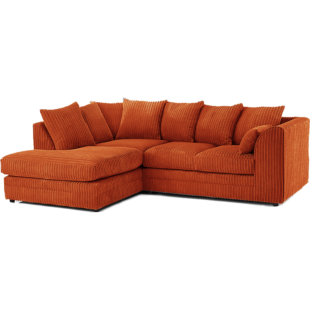 Luxor 3 Seater Orange Jumbo Cord Left Hand Facing Corner Sofa Image 2