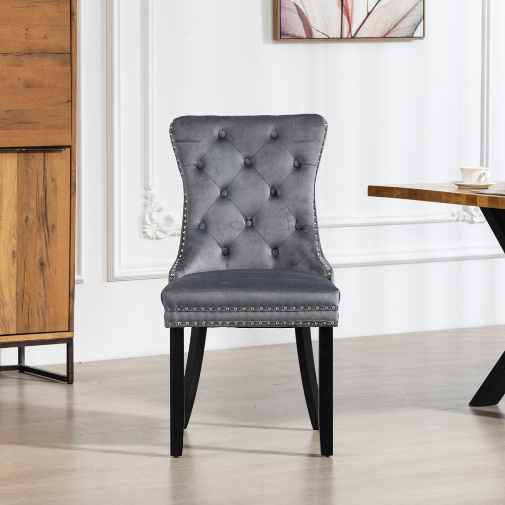 Artemis Home Ceres Set of 2 Grey Velvet Fabric Dining Chair Image 2