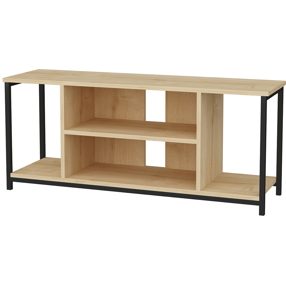 Decorotika Rinaldo 4 Shelf Black and Oak TV Stand for 55 inch TV Image 2