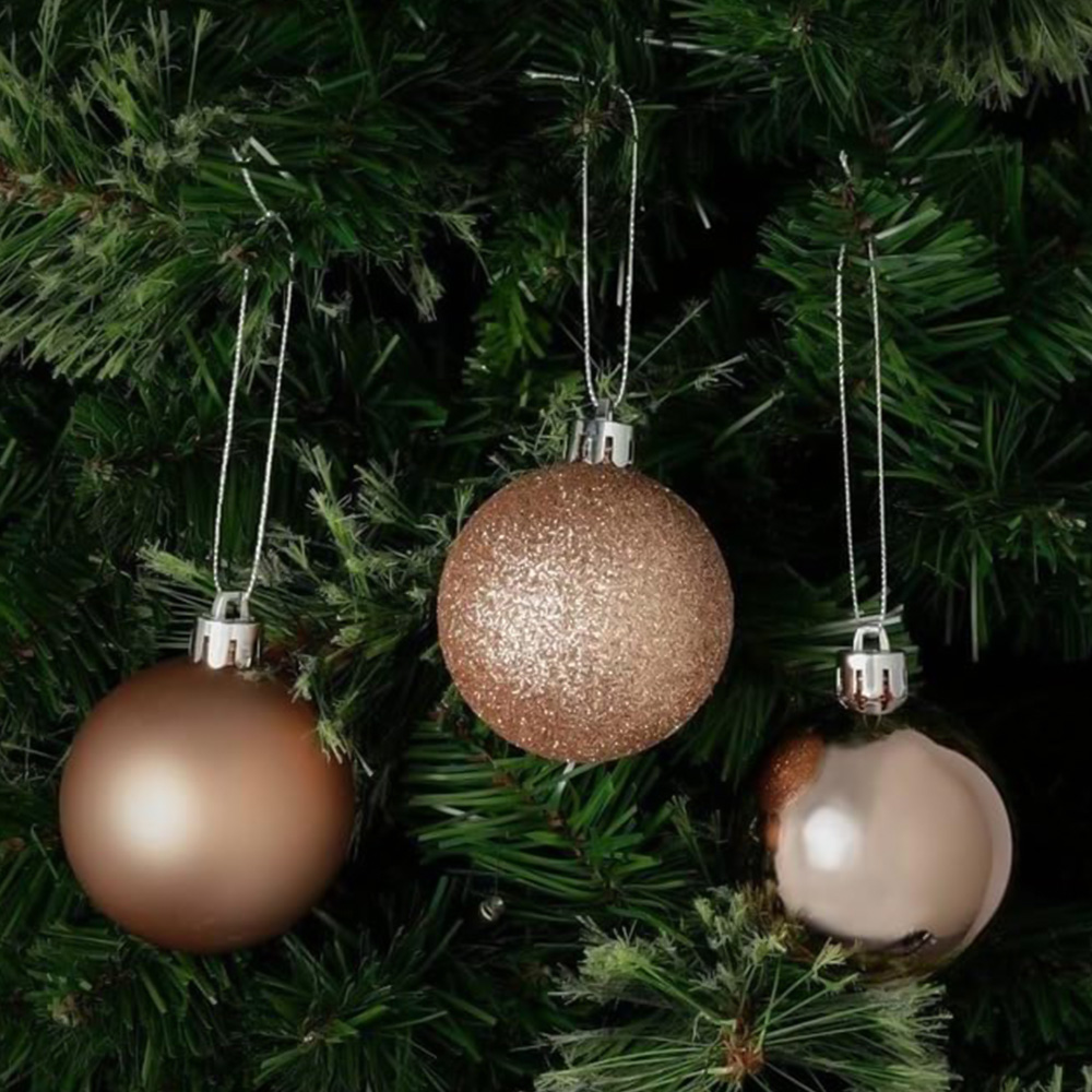 Shatchi 6cm Rose Gold Shatterproof Christmas Baubles 18 Pack Image 3