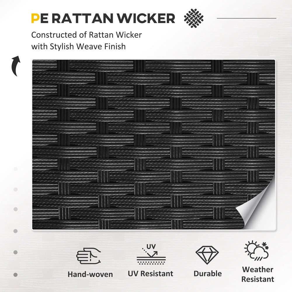 Outsunny 7 Seater Black Rattan Outdoor Corner Sofa Set with Coffee Table  Image 4