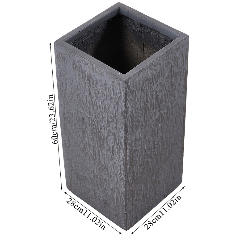 Living and Home Grey Square Textured Cement Planter with Drainage Holes 28 x 28cm Image 6