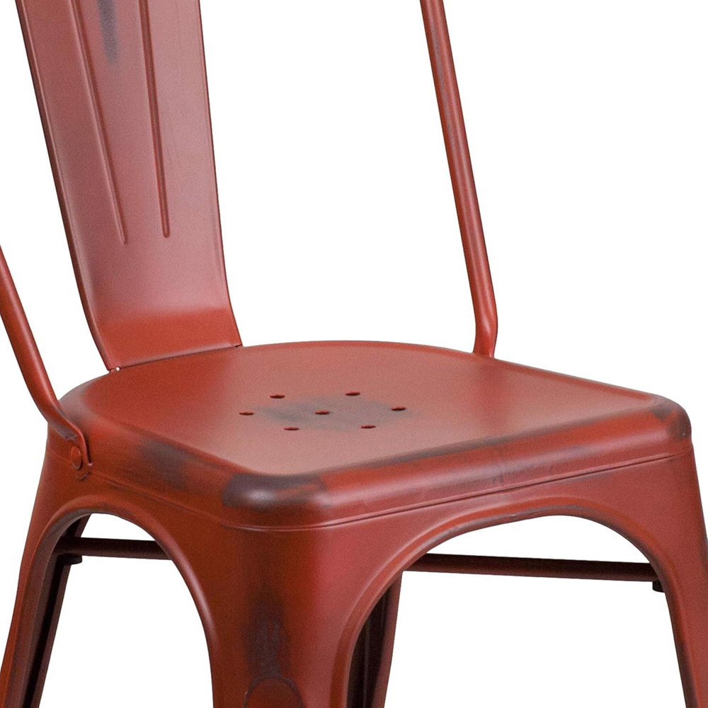 FWStyle Set of 4 Red Assembled Steel Chairs Image 4