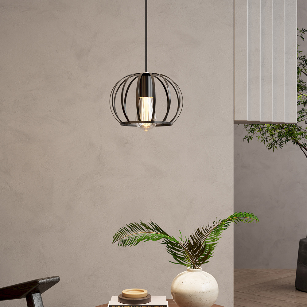 Living and Home Large Black Iron Lantern E27 Pendant Light Image 7