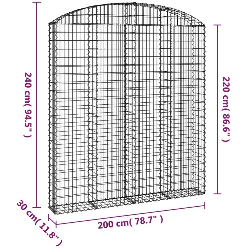 vidaXL Silver Galvanised Iron Gabion Basket 200 x 30 x 220/240cm Image 4